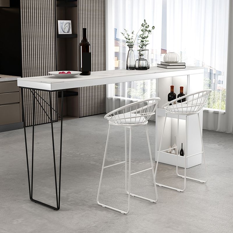 Dining Table Modern White Sintered Stone Top Bar Table with Storage Shelves Clearhalo 'Bar Furniture' 'Bar Tables' 'bar_tables' 'furn' 'furn_bar_tables' 'Furniture' 'Kitchen & Dining Furniture' 1200x1200_0fe3c8f6-cfe8-4764-b9ae-9fe6835c5a6b
