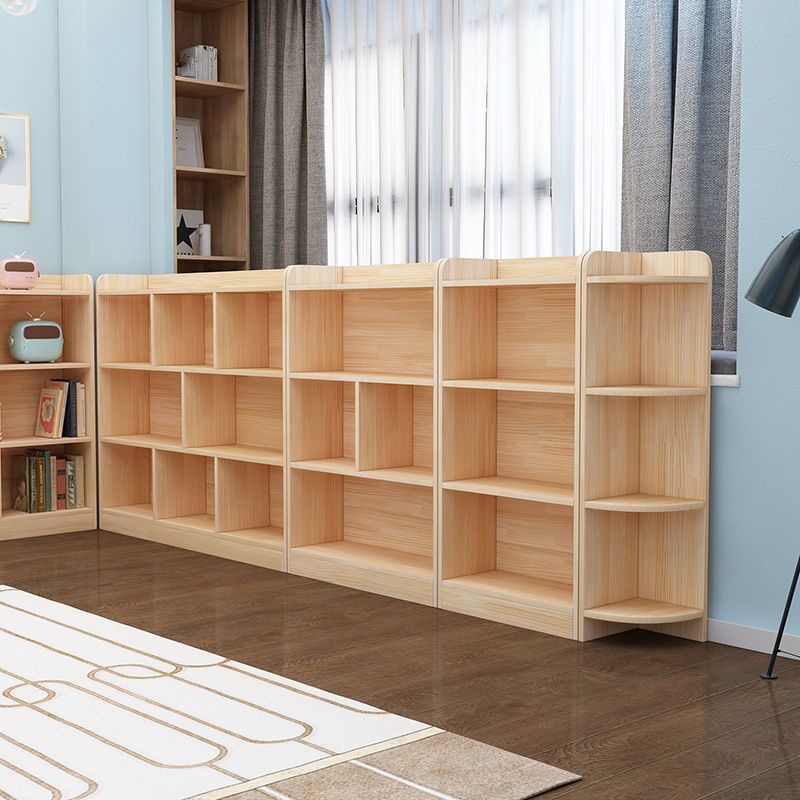 Modern Brown Shelf Bookcase Closed Back Wooden Book Shelf for Study Room