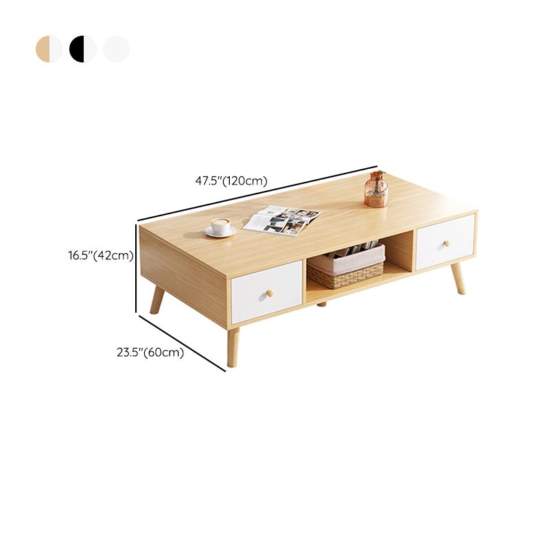 Rectangle Wooden Coffee Table 16.53"H 4 Legs Cocktail Table with Storage Clearhalo 'Coffee & Accent Tables' 'Coffee Tables' 'coffee_tables' 'furn' 'furn_coffee_tables' 'Furniture' 'Living Room Furniture' 1200x1200_0fe59b43-71e9-4ff8-b040-8fab95c946e0