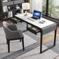 Modern Stone Office Desk Rectangular Desk con 2 cajones para el hogar