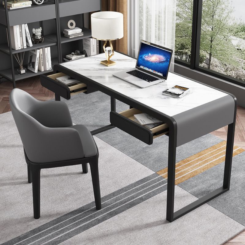 Modern Stone Office Desk Rectangular Desk con 2 cajones para el hogar