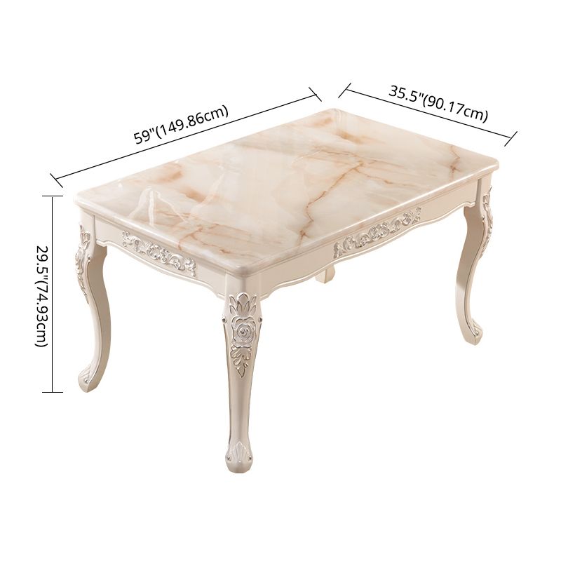 Victorian Style Marble Dining Set with White Rectangle Shape Table and 4 Legs Base for Home Use Clearhalo 'Dining Room Sets' 'Dining Tables & Seating' 'dining_room_set' 'furn' 'furn_dining_room_set' 'Furniture' 'furniture_dining_room_set' 'Kitchen & Dining Furniture' 'kitchen&dining_furn' 'kitchen' 1200x1200_0fe8f9af-a8ec-42ba-93ec-2f73dc39f766