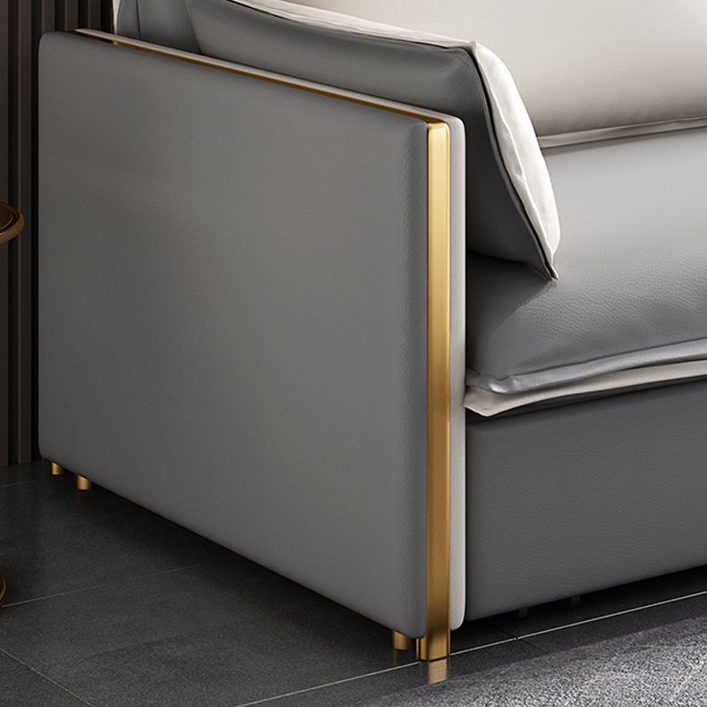 Moderne vierkante armbank Bed Gray Faux Lederen bank met opslag