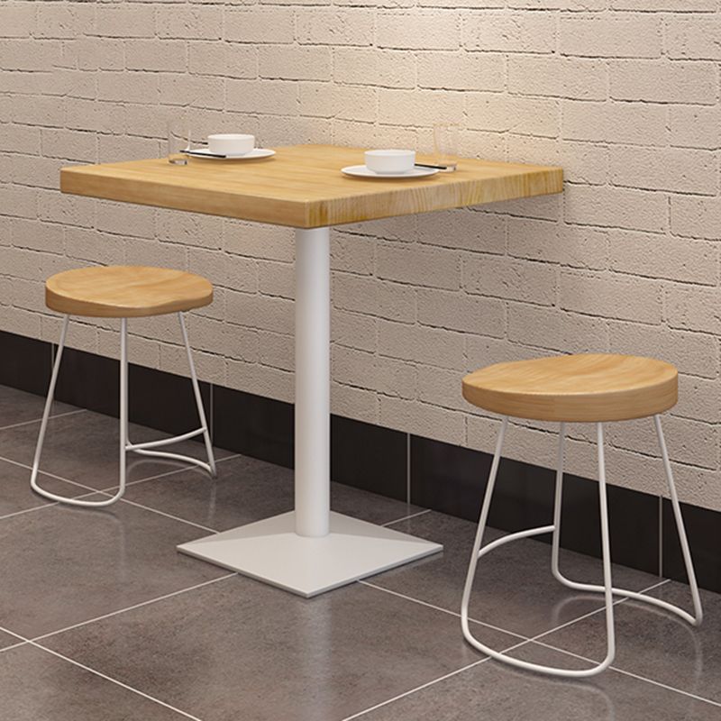 Metal Industrial Square Dining Table Pine Solid Wood Top Table with Pedestal Base Clearhalo 'Dining Tables & Seating' 'Dining Tables' 'dining_table' 'furn' 'furn_dining_table' 'Furniture' 'Kitchen & Dining Furniture' 1200x1200_0feb3564-940f-4df6-bb92-293ade953003