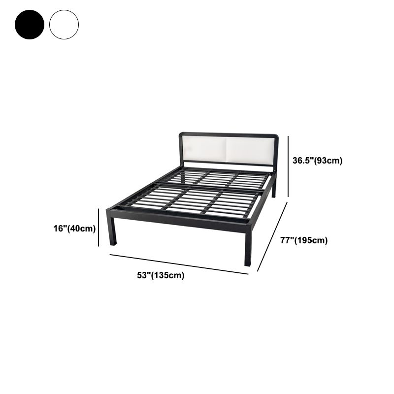 Contemporary Slat Metal Standard Bed with Rectangular Headboard