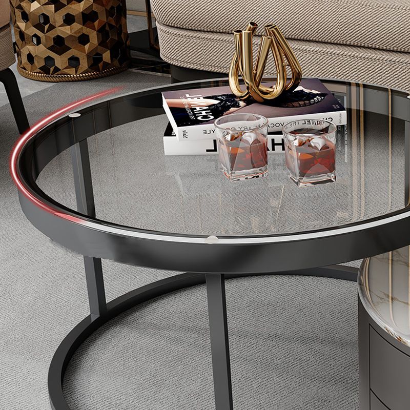 Contemporary Coffee Table Set Round 2-Piece Coffee Cocktail Table Clearhalo 'Coffee & Accent Tables' 'Coffee Tables' 'coffee_tables' 'furn' 'furn_coffee_tables' 'Furniture' 'Living Room Furniture' 1200x1200_0fefafc9-ef2e-484a-9713-7117eb83d60e