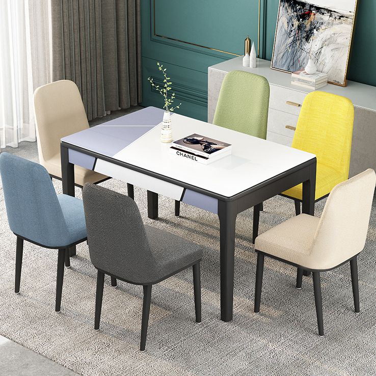 Glass Dining Table Mid-Century Style 4 Legs Base Rectangle Table for Dining Room Clearhalo ' dining_table' 'Dining Tables & Seating' 'Dining Tables' 'furn' 'furn_dining_table' 'Furniture' 'furniture_dining_table' 'Kitchen & Dining Furniture' 'kitchen&dining_furn' 'kitchen' 'kitchen_dining_table' 1200x1200_0fefe0f7-147e-4666-9f9a-6cec050c2b8d