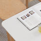 Mesa de comedor rectangular de piedra moderna con patas de madera para comedor