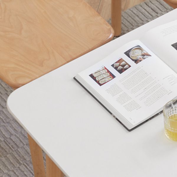 Mesa de comedor rectangular de piedra moderna con patas de madera para comedor