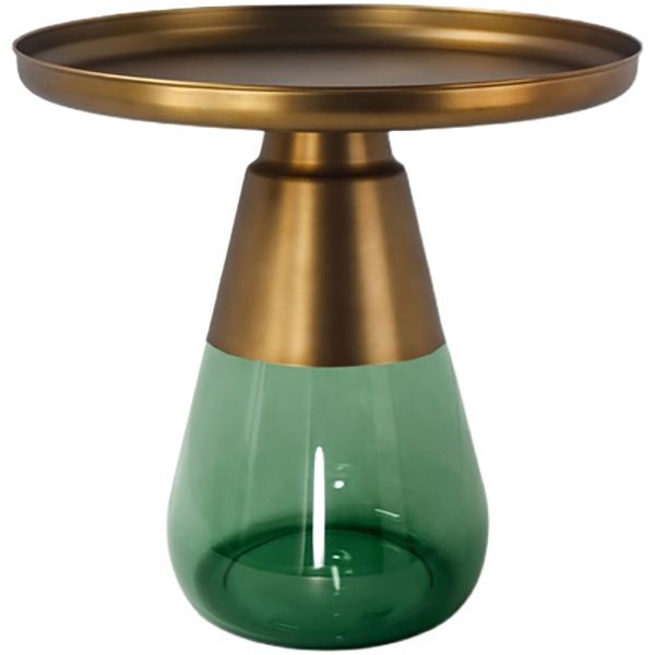 Tavolo laterale rotondo in metallo moderno di metà secolo Tavolino singolo Base laterale