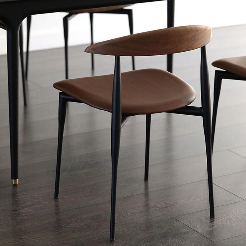 Industrial Design Armless Open Back Side Chairs Faux Leather Dining Chairs Clearhalo ' kitchen&dining_furn' 'Dining Chairs' 'Dining Tables & Seating' 'dining_chair' 'furn' 'furn_dining_chair' 'Furniture' 'furniture_dining_chair' 'Kitchen & Dining Furniture' 'kitchen' 1200x1200_0ff44ff5-0c4b-4544-a106-5e8b15f2a04c