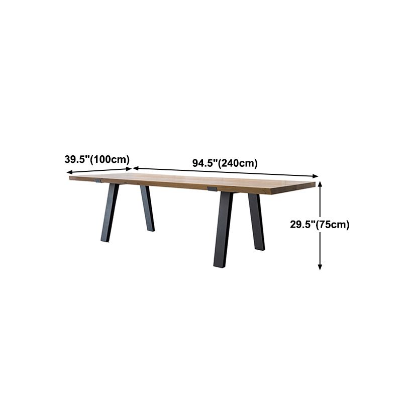 Industrial Pine Wood Table for Restaurant Rectangle Dining Table with Metal 4 Legs Clearhalo 'Dining Tables & Seating' 'Dining Tables' 'dining_table' 'furn' 'furn_dining_table' 'Furniture' 'furniture_dining_table' 'Kitchen & Dining Furniture' 'kitchen' 'kitchen_dining_table' 1200x1200_0ff4687f-d986-4705-90cd-7abeb4b1fc4e