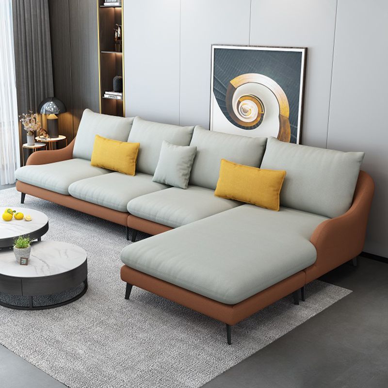 4-Seater L-Shape Sectional with Pillows Back and Slopped Arms Clearhalo 'furn' 'furn_sectionals' 'Furniture' 'Living Room Furniture' 'Sectionals' 1200x1200_0ff50348-bf32-4647-94b6-4ffb545a7127