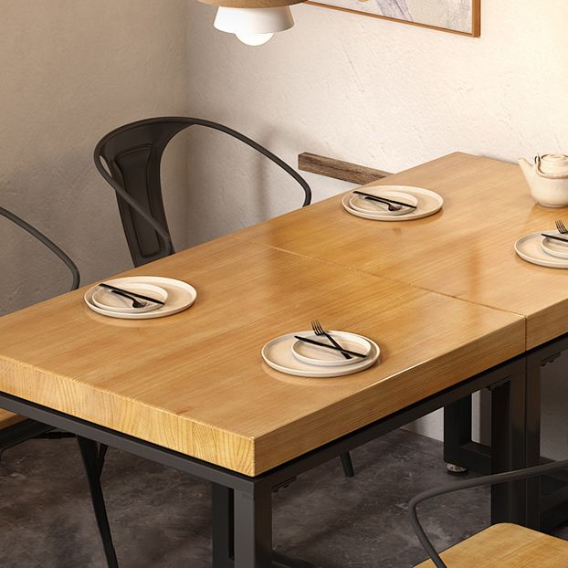 Industrial Style Solid Wood Dining Table Brown Square Table with Metal Base for Dinning Room Clearhalo ' dining_table' 'Dining Tables & Seating' 'Dining Tables' 'furn' 'furn_dining_table' 'Furniture' 'furniture_dining_table' 'Kitchen & Dining Furniture' 'kitchen&dining_furn' 'kitchen' 'kitchen_dining_table' 1200x1200_0ff5096c-96a8-43eb-b3db-5ebd9e87f3c6
