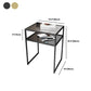Modern Rectangular Glass Top Side Table Iron Frame End Table with Shelf