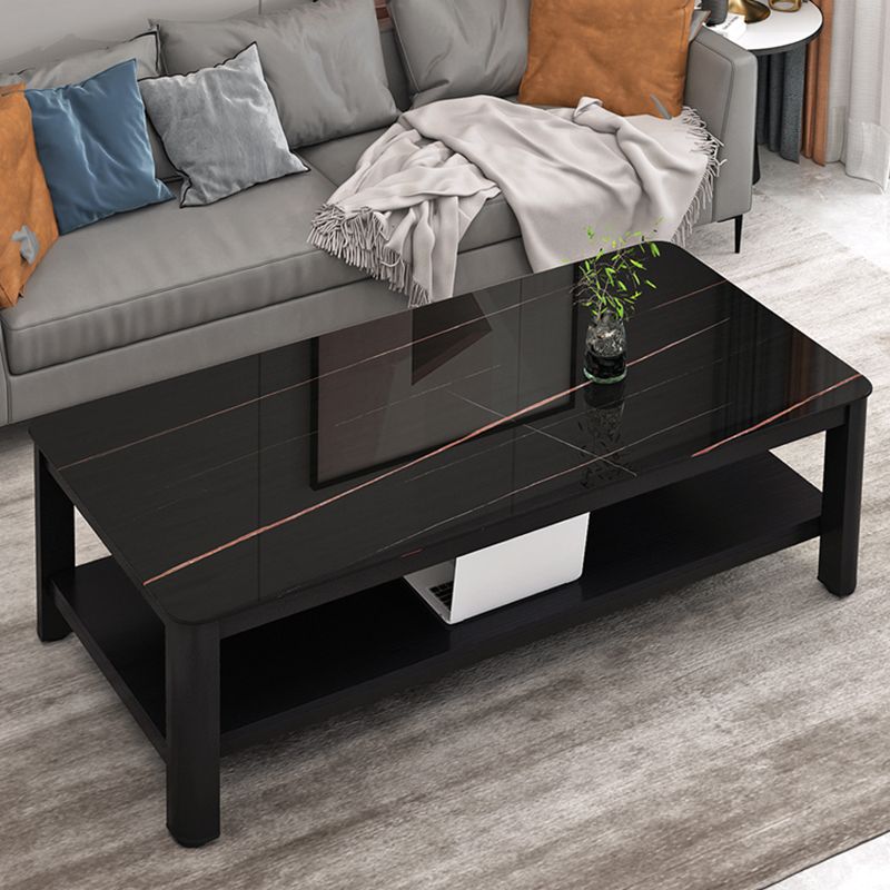 Contemporary Glossy Accent Table Rectangular Coffee Table with Shelf Clearhalo 'Coffee & Accent Tables' 'Coffee Tables' 'coffee_tables' 'furn' 'furn_coffee_tables' 'Furniture' 'furniture_coffee_tables' 'Living Room Furniture' 1200x1200_0ff76125-6ebd-4e54-ab24-4751f461edb8