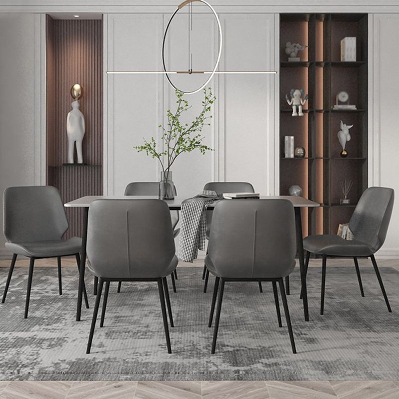 Set da pranzo moderno grigio Set tavolo da pranzo rettangolare da 1/4/7 pezzi con piano in pietra