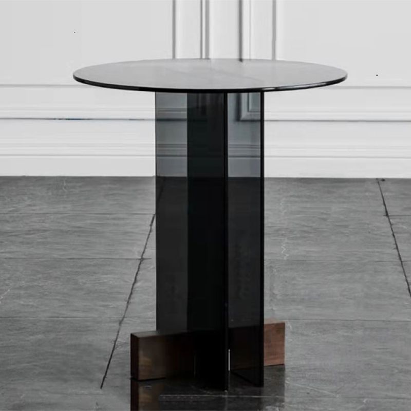 Living Room End Table Modernistic Round Abstract Glass Side Table