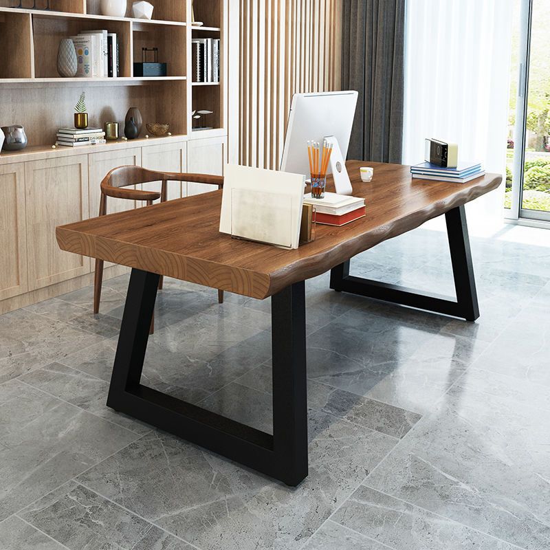 Industrial Rectangle Solid Wood Standard Height Double Pedestal Dining Table Clearhalo 'Dining Tables & Seating' 'Dining Tables' 'dining_table' 'furn' 'furn_dining_table' 'Furniture' 'Kitchen & Dining Furniture' 1200x1200_0fff7c62-bfcc-49d6-b920-8d076e435217