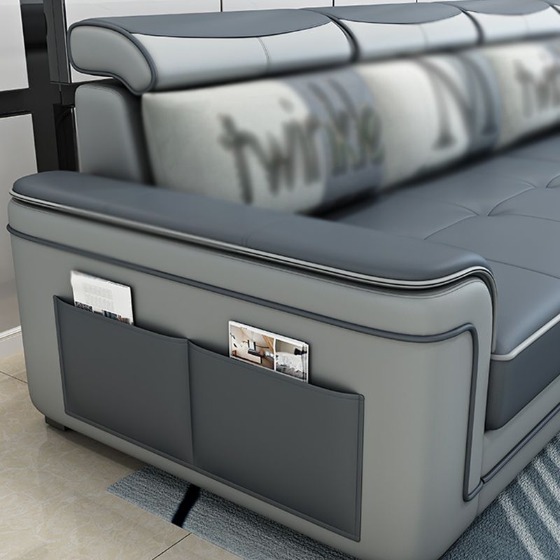 Modern Faux Leather/Linen Blend L-Shape 4-seat Sectionals with Storage Clearhalo 'Furniture' 'furniture_sectionals' 'kitchen' 'kitchen_sectionals' 'Living Room Furniture' 'Sectionals' 1200x1200_0fffdd2e-edb8-4503-8c5c-1b29e96f4169