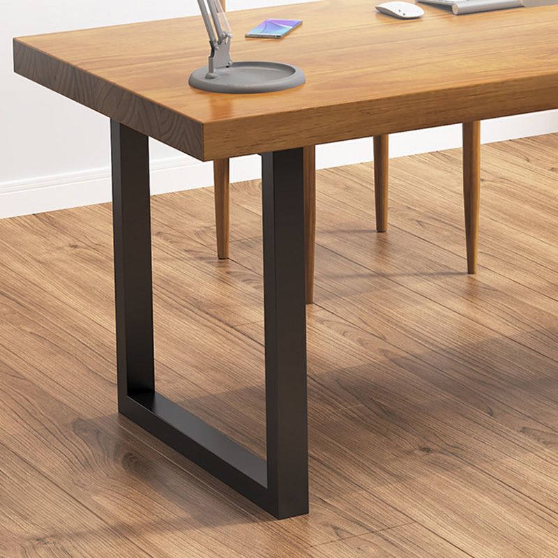 Contemporary Wooden Gaming Desk in Brown30"H Desk with Iron Legs Clearhalo 'furn' 'furn_office_desk' 'Furniture' 'Office Desks' 'Office Furniture' 'office_desk' 1200x1200_1001269d-a02e-4d8f-8dc5-15a43ef795be