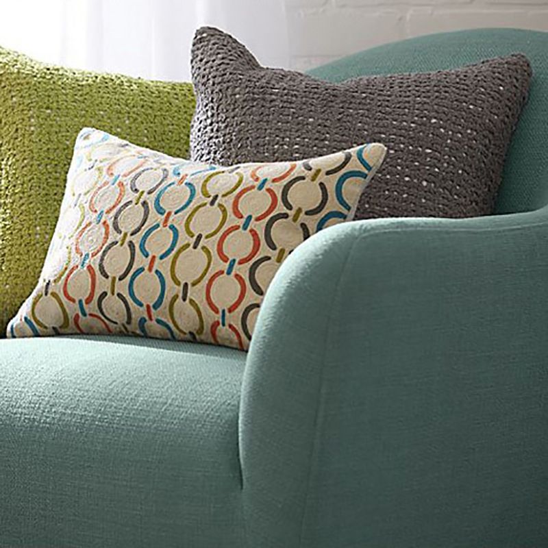 Contemporary Cotton Arm Sofa Sloped Arm Curved Loveseat for Living Room