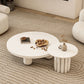 Solid Wood 4 Legs Coffee Table Round Minimalist Coffee Table