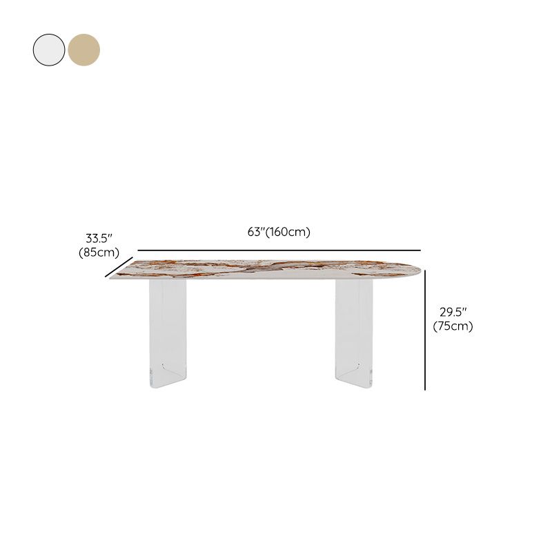 Modern Dining Table Sintered Stone Table with Acrylic Legs for Home Use Clearhalo 'Dining Tables & Seating' 'Dining Tables' 'dining_table' 'furn' 'furn_dining_table' 'Furniture' 'Kitchen & Dining Furniture' 1200x1200_100584fa-79f2-4c1d-bf9b-2c1bccda4fed