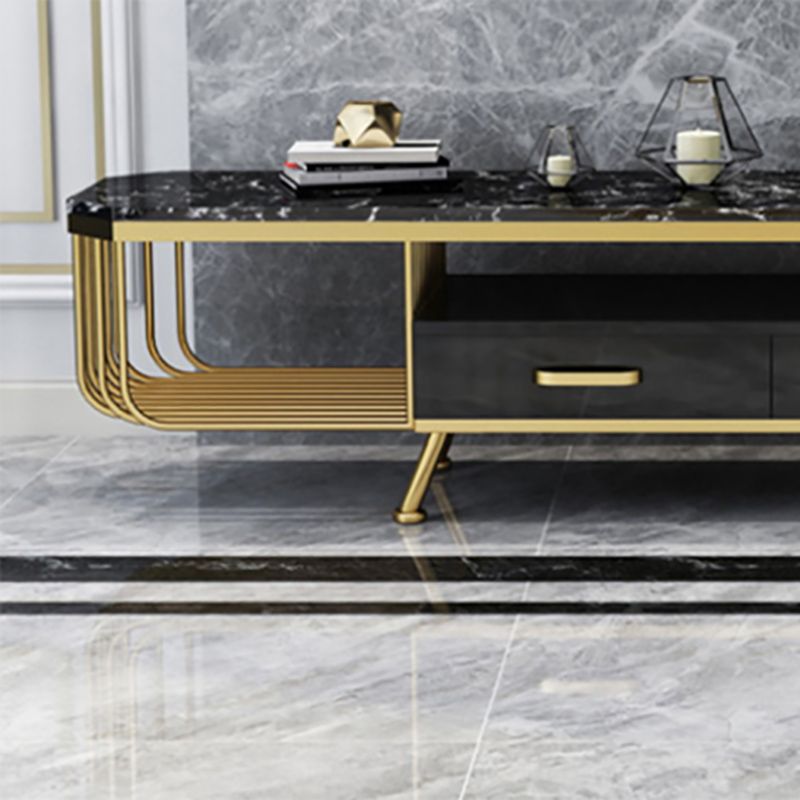 Console porta TV Glam per supporti di memorizzazione a giorno, con cassetto