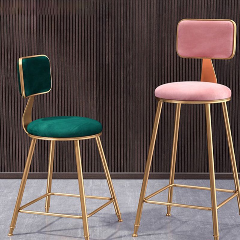 Glam Backrest Armless Counter Stool Iron Cafe Bar Stool with Suede Cushion Clearhalo 'Bar Furniture' 'Bar Stools' 'bar_stools' 'furn' 'furn_bar_stools' 'furniture_bar_stools' 'Kitchen & Dining Furniture' 'kitchen&dining_furn' 'kitchen' 'kitchen_furn' Furniture' 1200x1200_10064b03-caa0-43ba-a60c-35645d0598ee