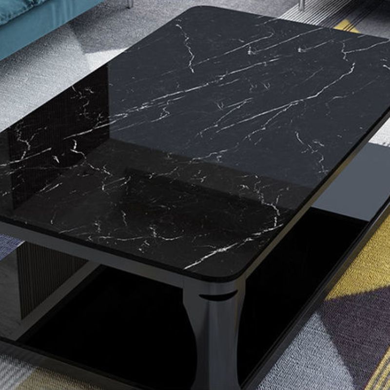 Tavolo da cocktail con ripiano aperto in vetro Tavolino rettangolare minimalista