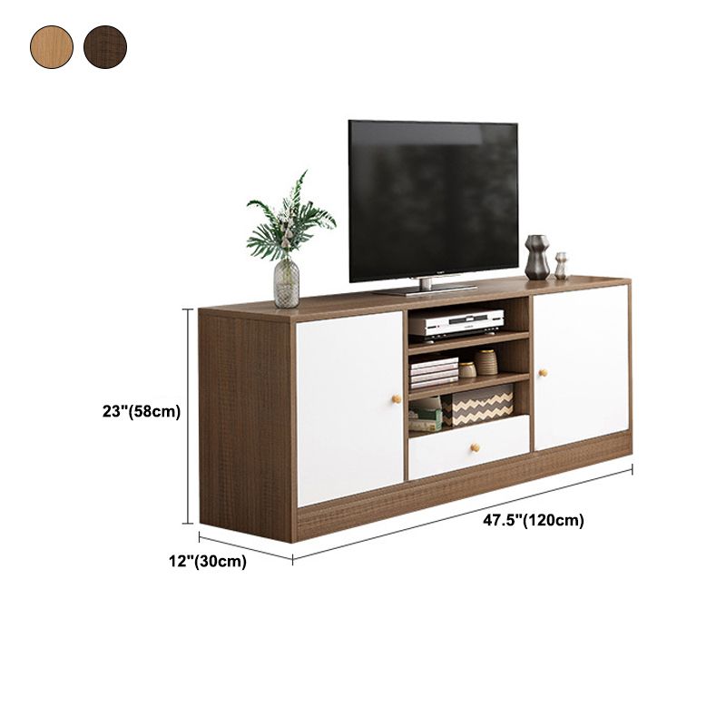 Mobile porta TV in legno in stile scandinavo, consolle porta TV con ripiani e ripiani