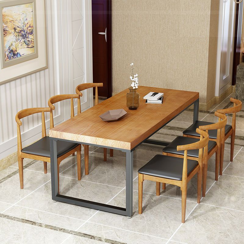 Metal Industrial Dining Table Pine Wood Top Table for Kitchen and Dining Room Clearhalo ' dining_table' 'Dining Tables & Seating' 'Dining Tables' 'furn' 'furn_dining_table' 'Furniture' 'furniture_dining_table' 'Kitchen & Dining Furniture' 'kitchen&dining_furn' 'kitchen' 'kitchen_dining_table' 1200x1200_100b33d0-e3a5-4a36-821b-aa45449ececd