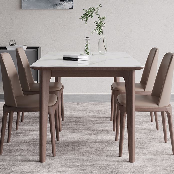 Rectangle 4 Legs Mid-Century Table White Color Fixed Table of Sintered Stone Clearhalo ' dining_table' 'Dining Tables & Seating' 'Dining Tables' 'furn' 'furn_dining_table' 'Furniture' 'furniture_dining_table' 'Kitchen & Dining Furniture' 'kitchen&dining_furn' 'kitchen' 'kitchen_dining_table' 1200x1200_100d4c5d-1388-4488-a8e8-d637a570d447