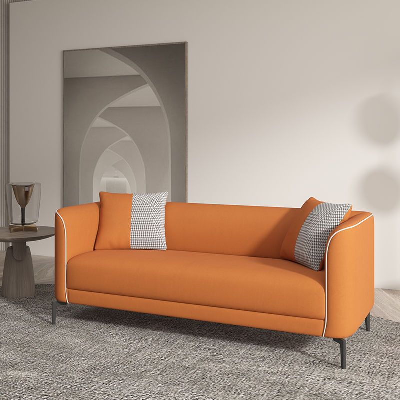 Faux Leather Sofa 25.59" D x 25.59" H Tuxedo Arm Sofa for Living Room Clearhalo 'furn' 'furn_sofas' 'Furniture' 'Living Room Furniture' 'Sofa' 'sofas' 1200x1200_100d6704-a3b6-4a14-a7b9-4f1cae70c76f