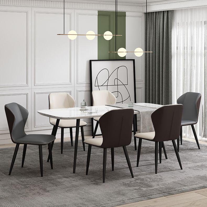 Scandinavian Home Side Chair Wingback Metal Upholstered Dining Room Chair Clearhalo ' kitchen&dining_furn' 'Dining Chairs' 'Dining Tables & Seating' 'dining_chair' 'furn' 'furn_dining_chair' 'Furniture' 'furniture_dining_chair' 'Kitchen & Dining Furniture' 'kitchen' 1200x1200_100df570-743e-470c-a012-c52caa86a2d9