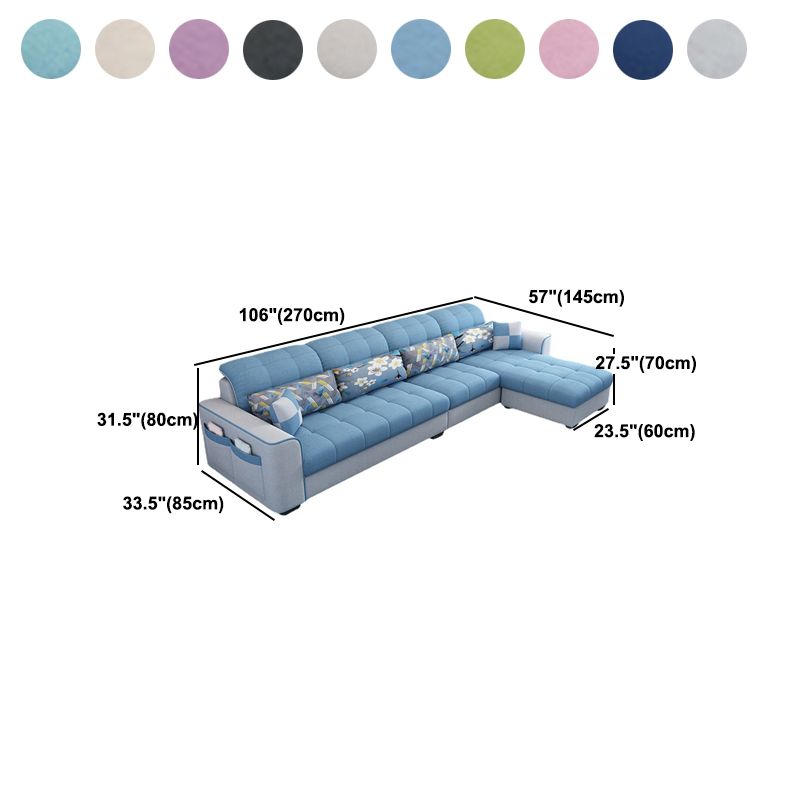 Linen Sewn Pillow Back Sofa & Chaise, 106.3" W x 57.09" D x 31.5" H