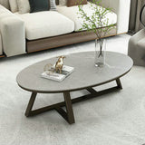 Modern Style Grey/black/white Oval Coffee Table with Crossed Legs Base Clearhalo 'Coffee & Accent Tables' 'Coffee Tables' 'coffee_tables' 'furn' 'furn_coffee_tables' 'Furniture' 'Living Room Furniture' 1200x1200_100ed30a-fef8-4eb1-bca7-2faa8f25dd89