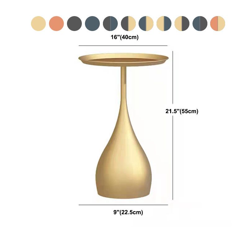 Round Side Table with Metal Pedestal Modernism Tray Top Side Table