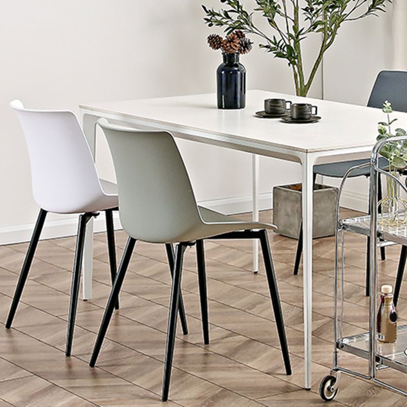 Nordic Solid Back Side Chair Plastic Indoor Arm Chair with Metal Base for Restaurant Clearhalo 'Dining Chairs' 'Dining Tables & Seating' 'dining_chair' 'furn' 'furn_dining_chair' 'Furniture' 'Kitchen & Dining Furniture' 1200x1200_101310c0-91f7-4c13-aadd-b7a51a017de6