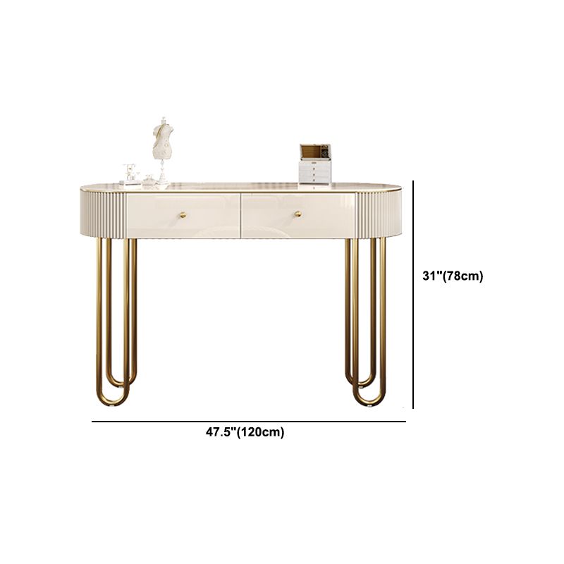 Beige Vanity Dressing Table Set Glossy Finish Dresser with Wood Drawers