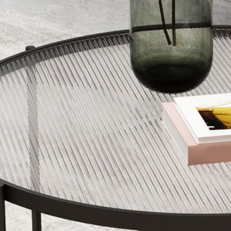 17,7 "H Tavolino moderno in vetro rotondo in acciaio 4 gambe tavolo da cocktail con scaffale