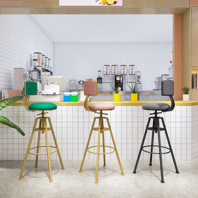 Metal Adjustable Height Bar Stool Velvet Upholstered Bar Stool for Restaurant