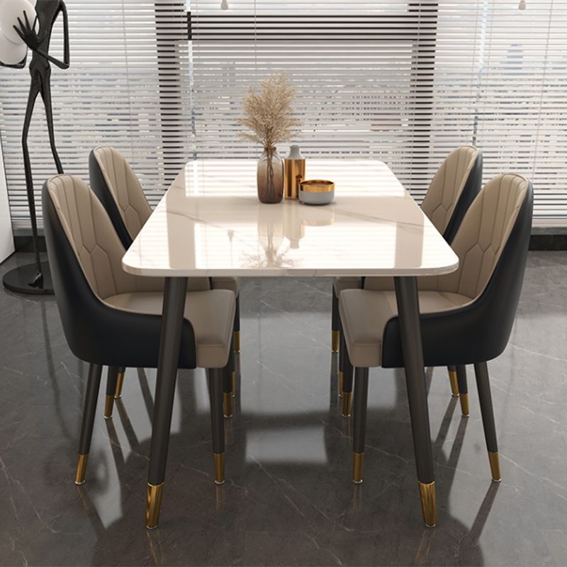 Glossy White Dining Table Set 1/5/7 Pieces Glam Dinette Set for Kitchen Clearhalo 'Dining Room Sets' 'Dining Tables & Seating' 'dining_room_set' 'furn' 'furn_dining_room_set' 'Furniture' 'Kitchen & Dining Furniture' 1200x1200_101b9656-6b0c-4fd7-b49e-f768331d9a2e