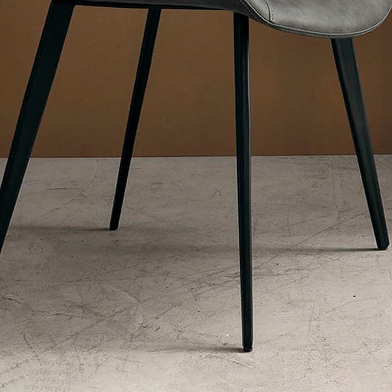 Industrial Dining Chair with Metal Frame Matte Finish Solid Back Side Chair