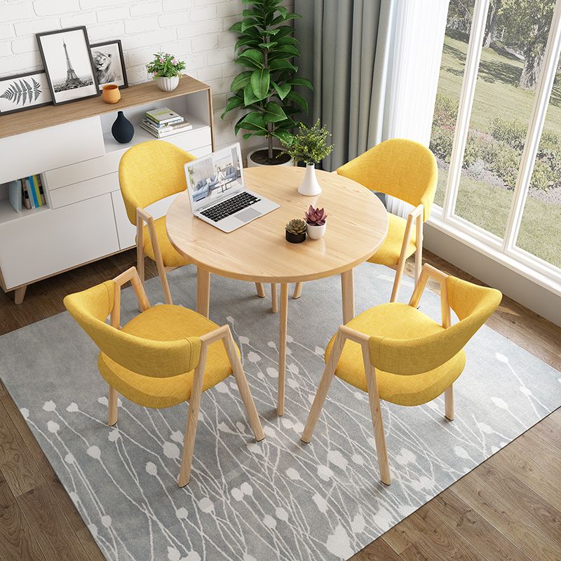Round Dinner Table Modern Natural Wooden Tabletop for 2 Persons