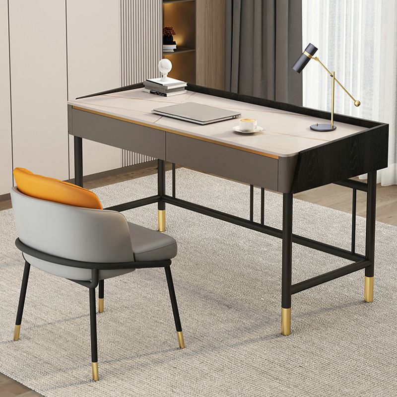 Modern Style Stone Office Desk Rectangular Shape Task Desk with 4-Legs for Home Clearhalo 'furn' 'furn_office_desk' 'Furniture' 'Office Desks' 'Office Furniture' 'office_desk' 1200x1200_101fc750-52b6-444e-9a0c-6fc14a3021e2