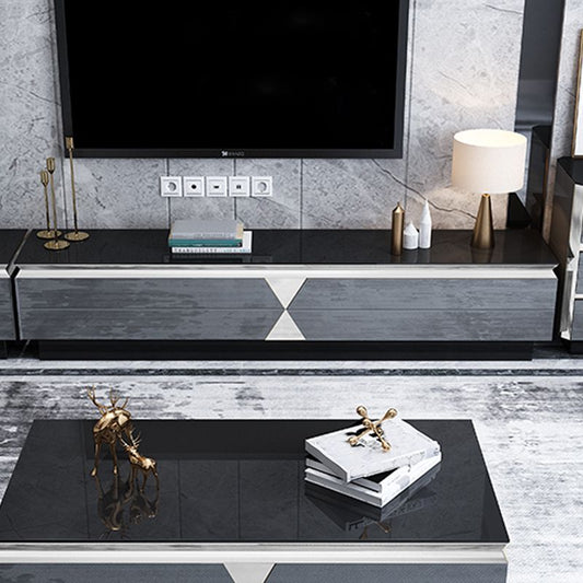 Console TV in vetro e legno splendido Home Home Closed Black TV Stand Console