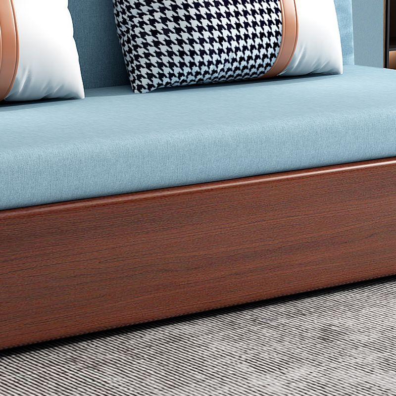 Cama contemporánea de algodón de algodón de algodón atrasado sin brazo en azul