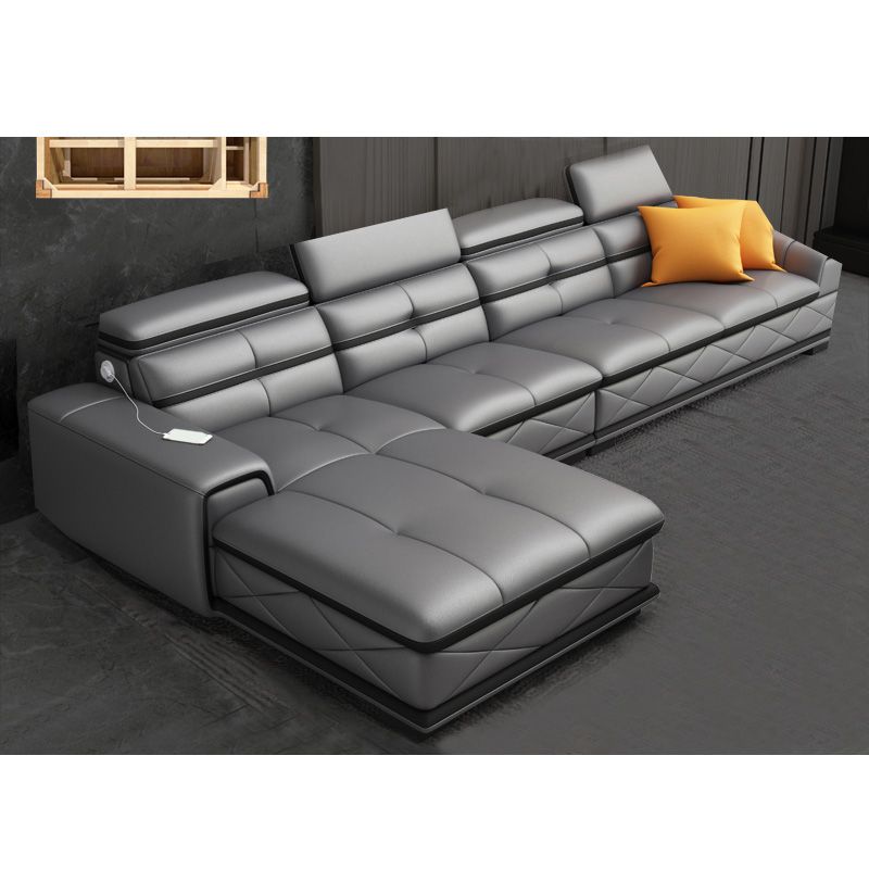 Contemporary L-Shape Sofa Light-grey High Back Sectional for Living Room Clearhalo 'furn' 'furn_sectionals' 'Furniture' 'furniture_sectionals' 'kitchen' 'kitchen_sectionals' 'Living Room Furniture' 'Sectionals' 1200x1200_10209816-ad72-47f0-9ad1-a48d8e19df40